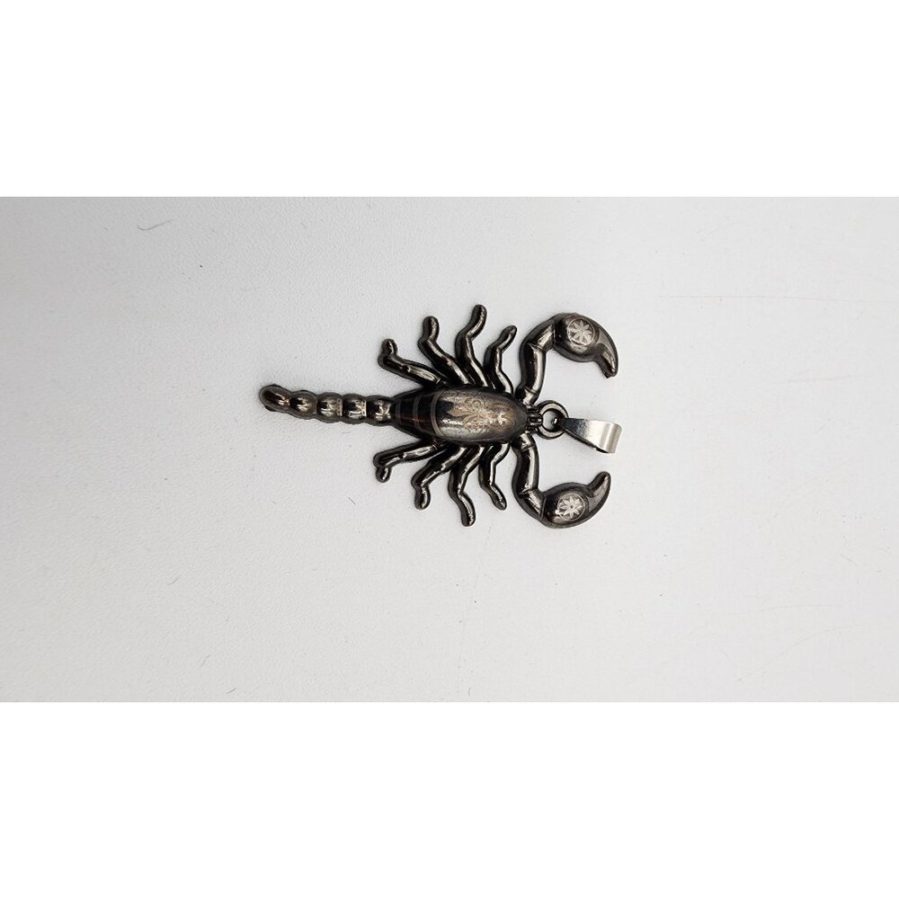 Steampunk style Black Scorpion pendant necklace 2"
